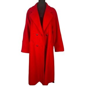 Vintage JOFIELD Women's Red Double Breasted Wool Blend Long Coat